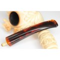 veche pipa Meerschaum. sculptura cinegetica. etui original. Turcia